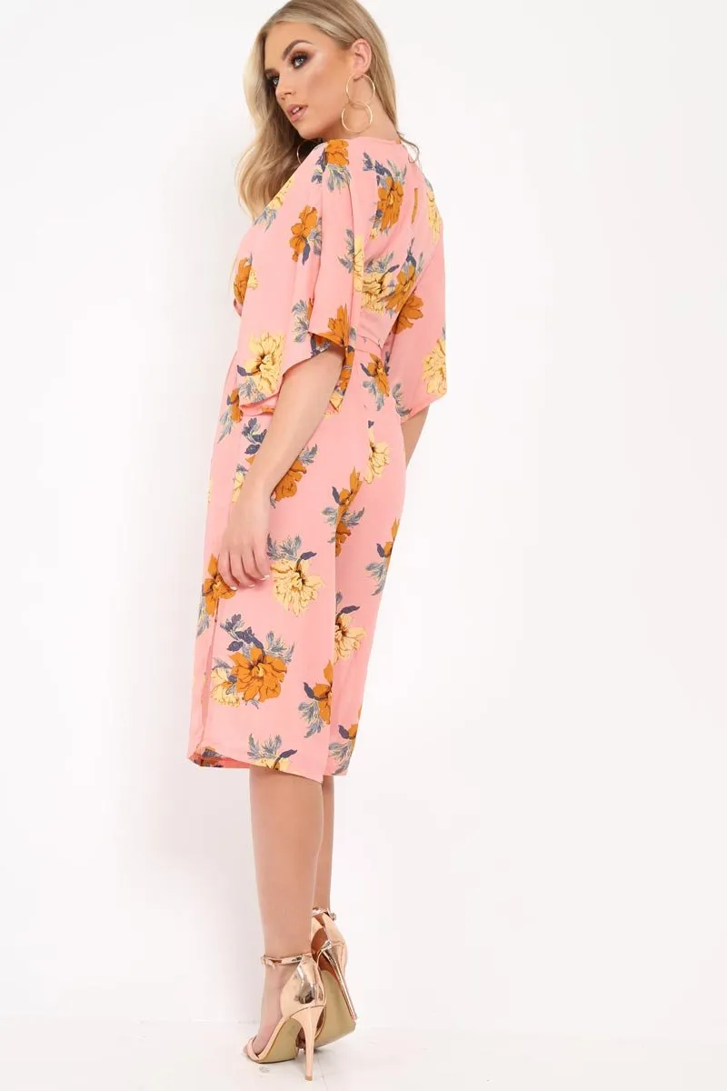 Blush Floral Kimono Sleeve Culotte Jumpsuit - Alyia