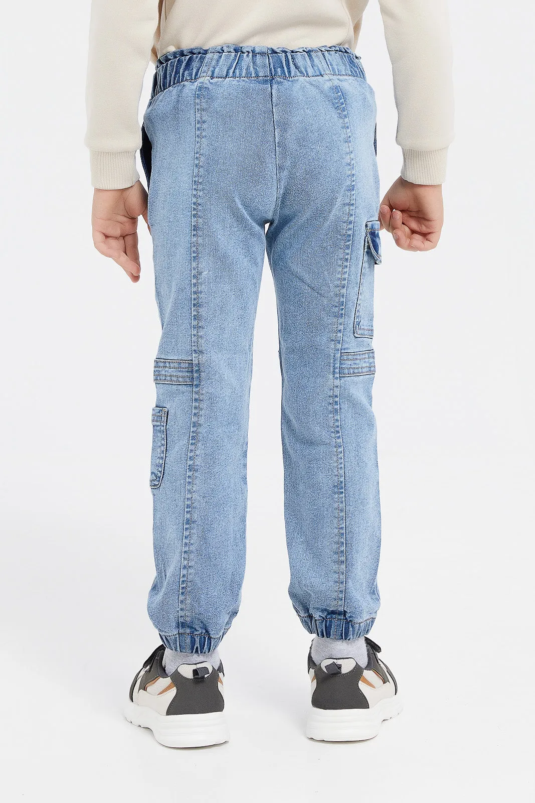 Boys Blue Cargo Paneled Joggers