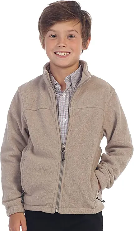 Boys Full Zip Polar Fleece Jacket-Khaki