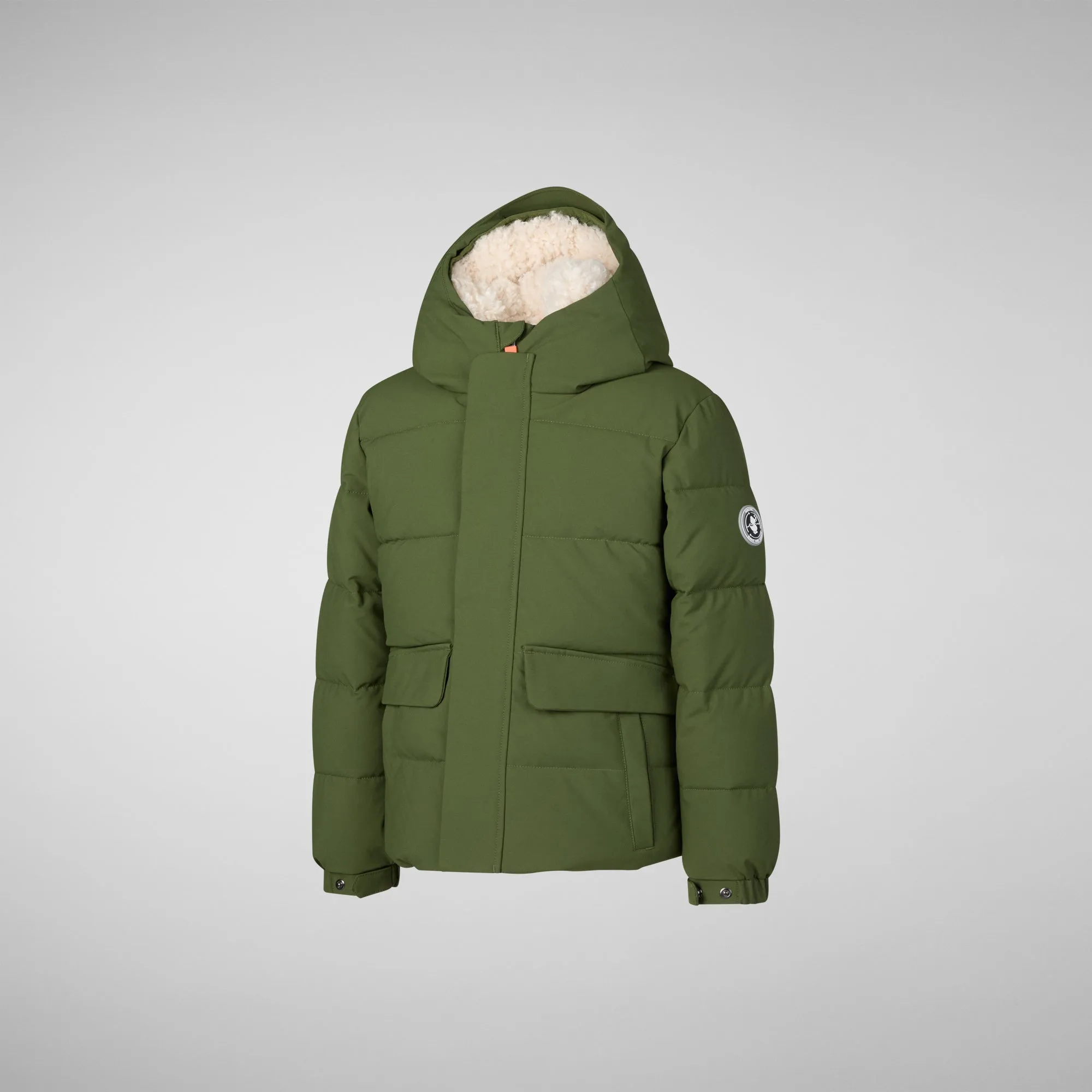 Boys' hooded parka Klaus in moss green