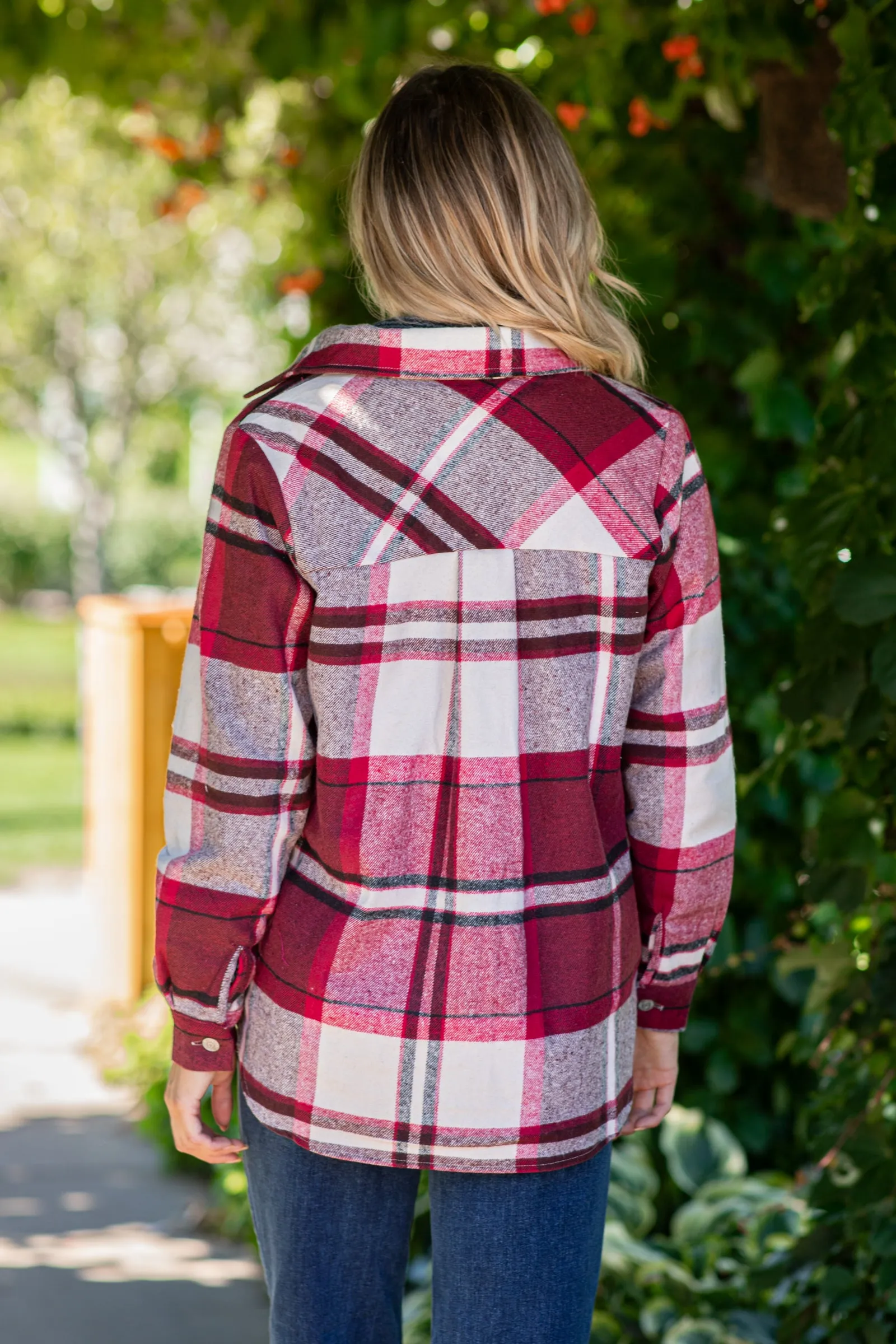 Burgundy and Crimson Plaid Shacket