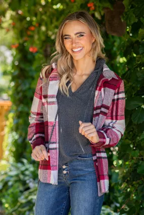 Burgundy and Crimson Plaid Shacket