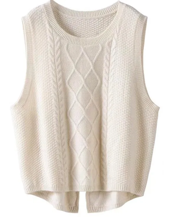 *Cable Knit Slit Sweater Vest