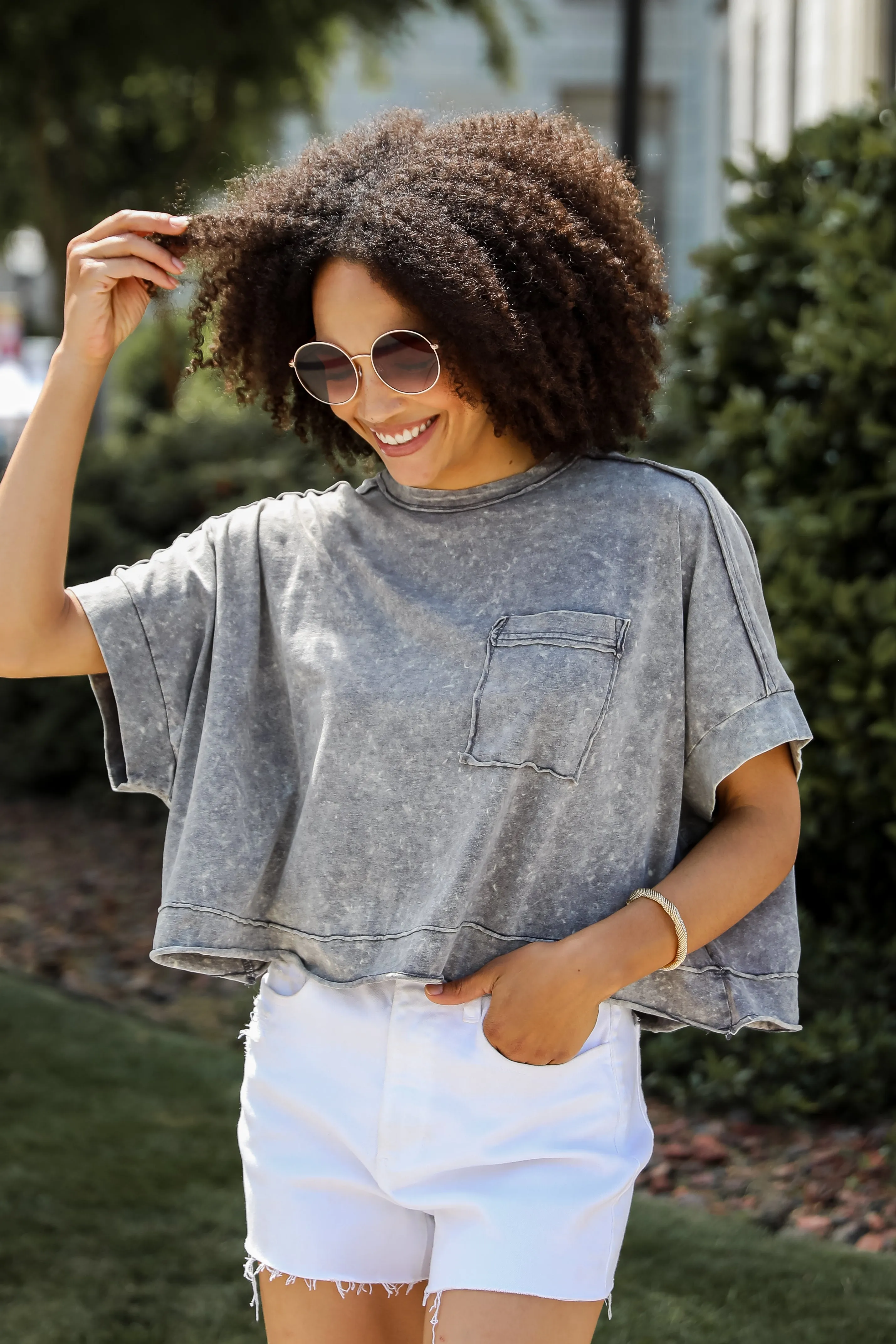 Callie Acid Washed Tee - DU DEAL