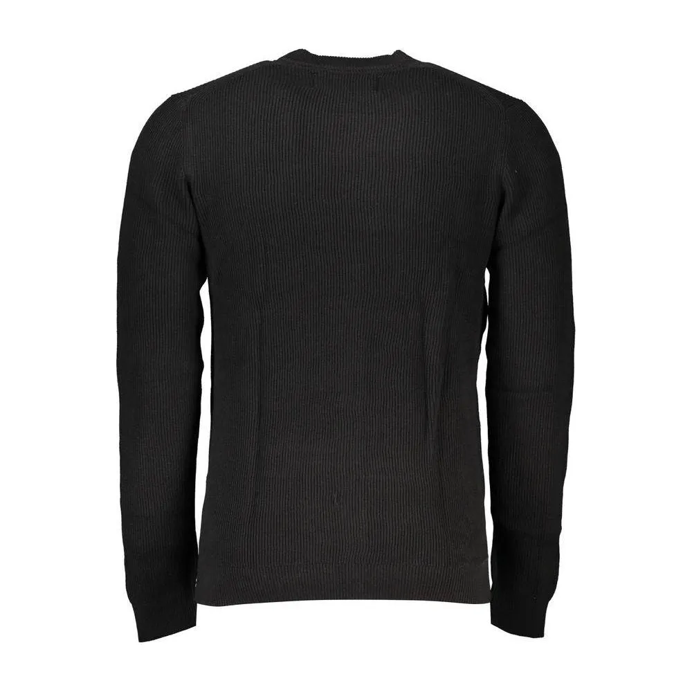 Calvin Klein Sleek Black Crew Neck Sweater with Logo