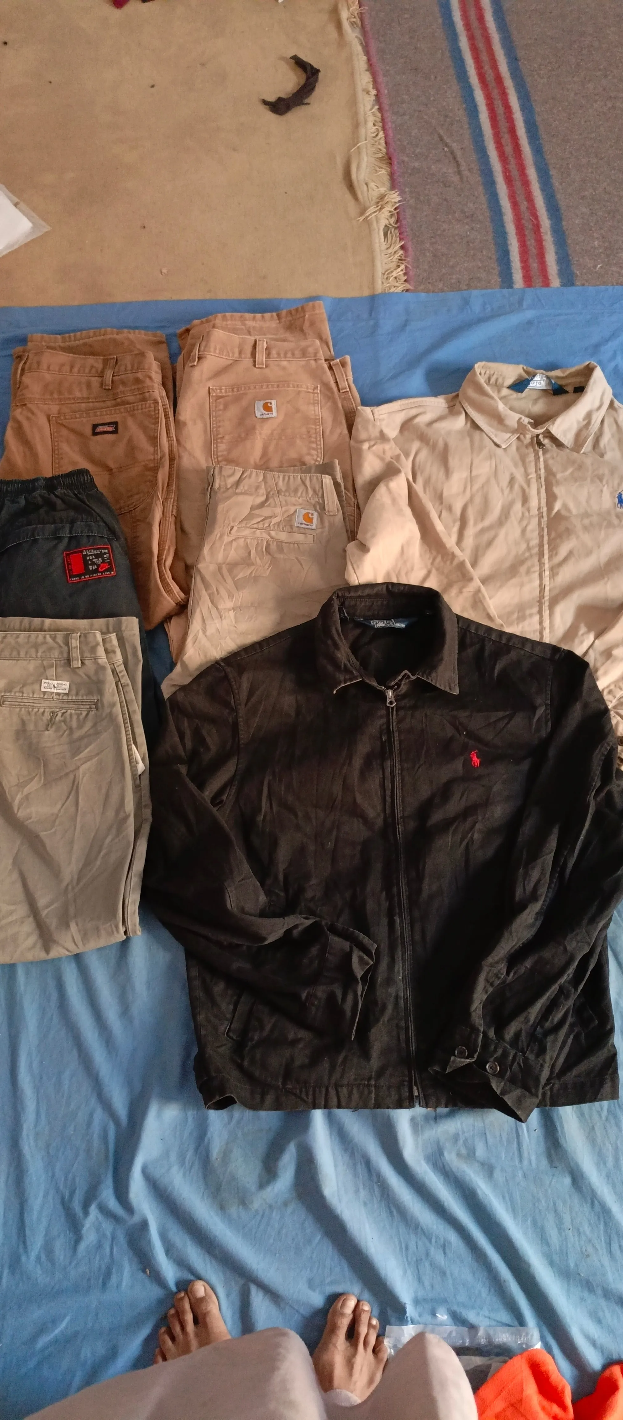 Carhartt pants and polo jackets