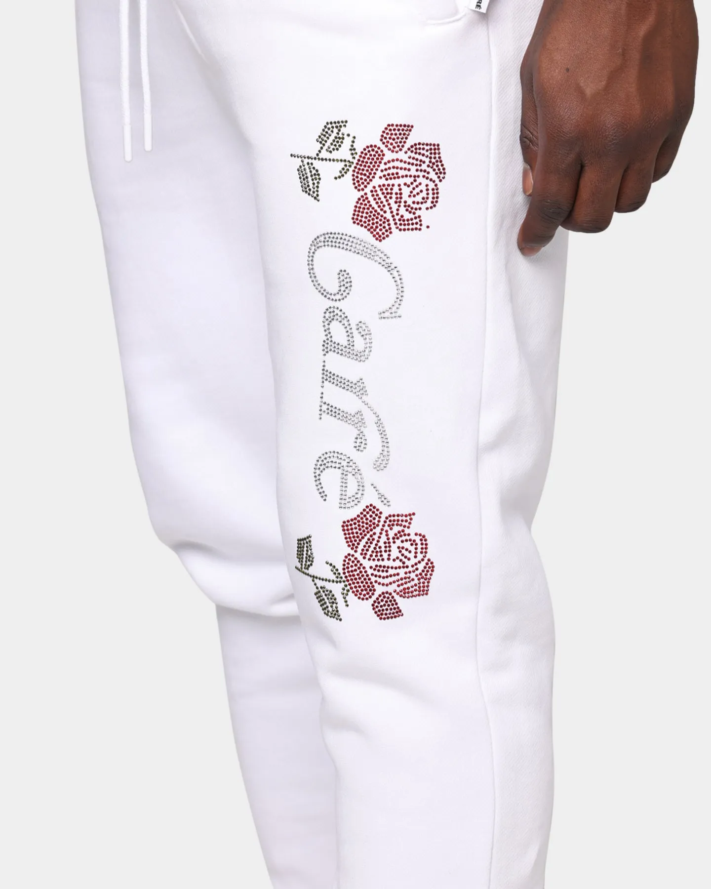 Carré Rhinestone Rose Sweatpants White