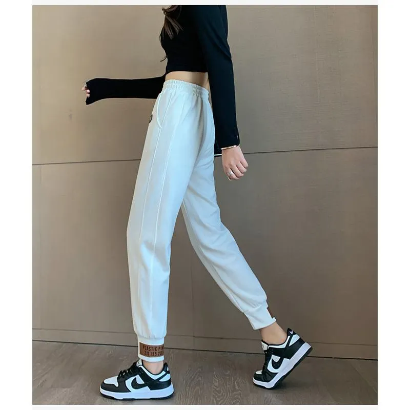 Casual Banana-Shaped Plus Sports Patched Detail Loose-Fit Sweatpants