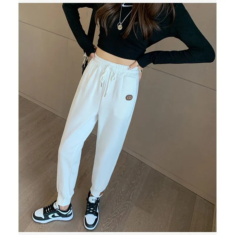 Casual Banana-Shaped Plus Sports Patched Detail Loose-Fit Sweatpants