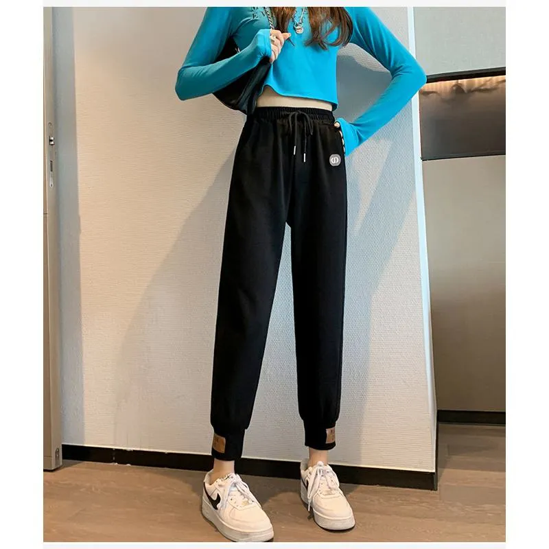 Casual Banana-Shaped Plus Sports Patched Detail Loose-Fit Sweatpants