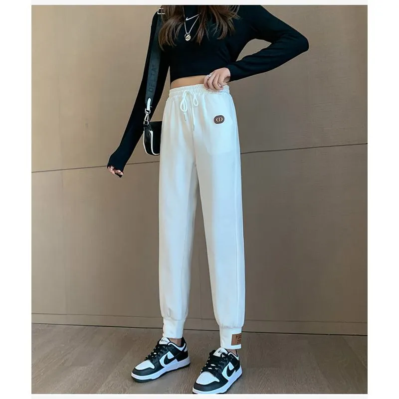 Casual Banana-Shaped Plus Sports Patched Detail Loose-Fit Sweatpants