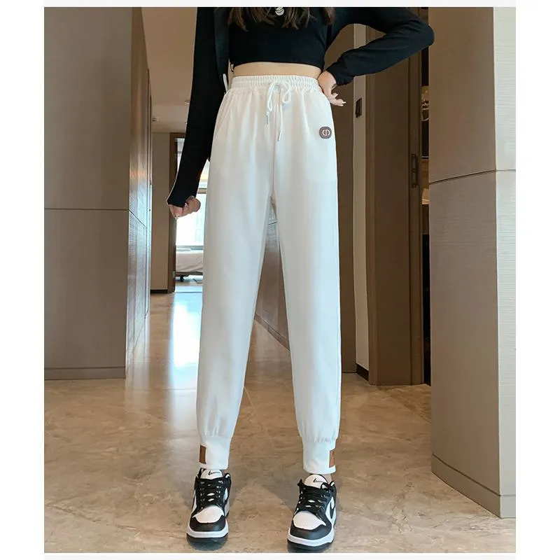 Casual Banana-Shaped Plus Sports Patched Detail Loose-Fit Sweatpants