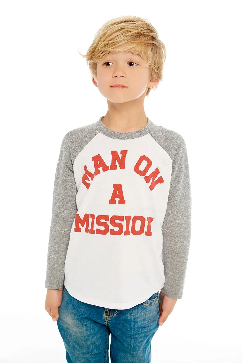 CHASER KIDS - Boys Blocked Baseball T "Man On A Mission"