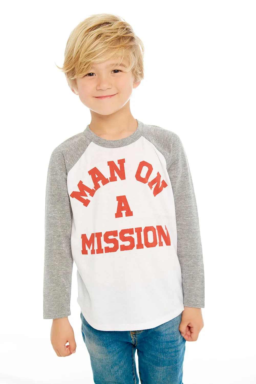 CHASER KIDS - Boys Blocked Baseball T "Man On A Mission"