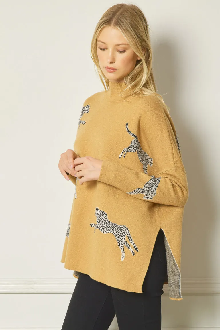 Cheetah Print Knit Sweater