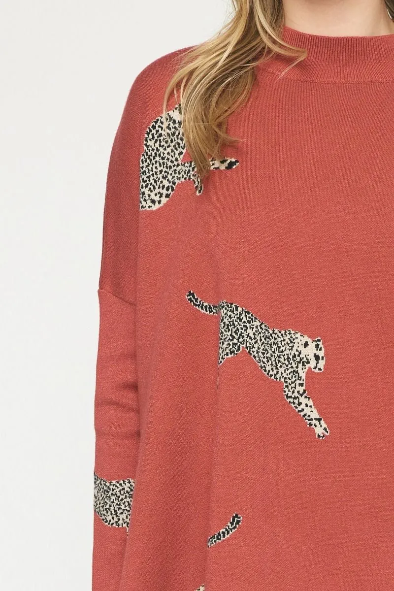 Cheetah Print Knit Sweater