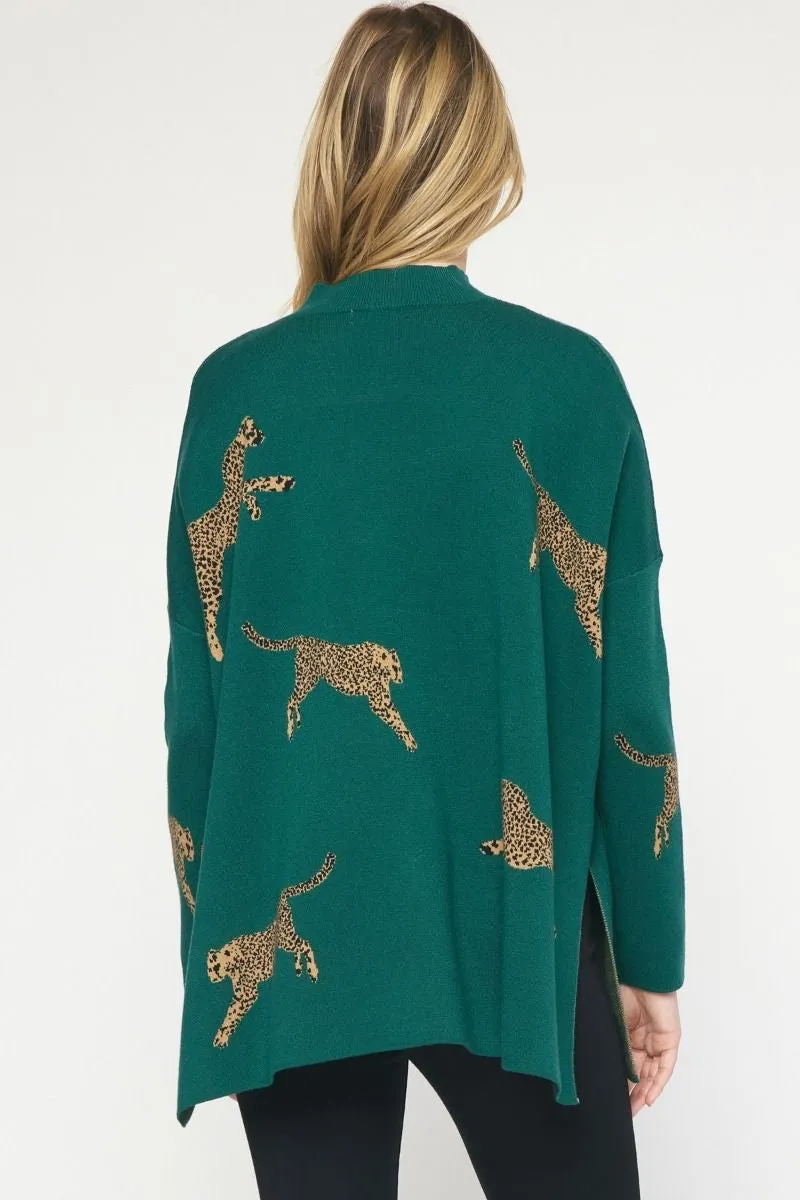 Cheetah Print Knit Sweater