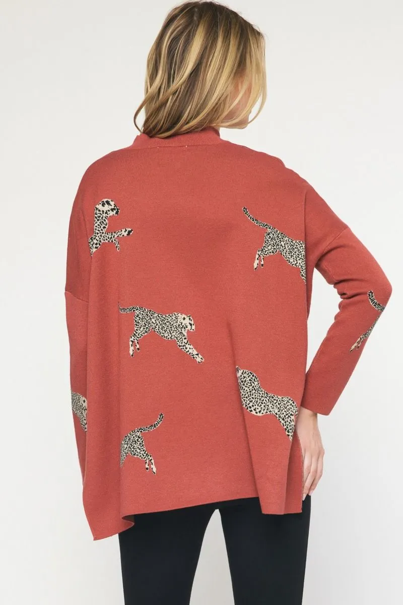 Cheetah Print Knit Sweater