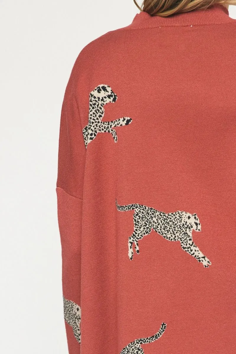 Cheetah Print Knit Sweater