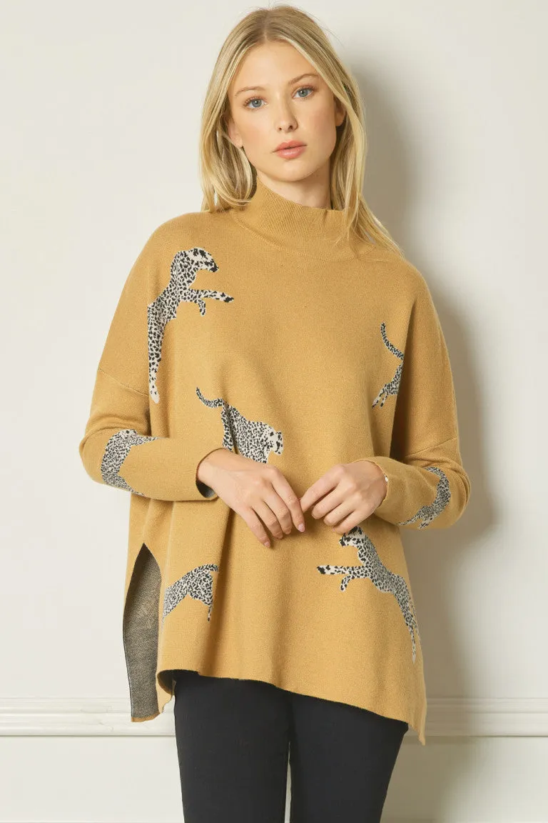 Cheetah Print Knit Sweater