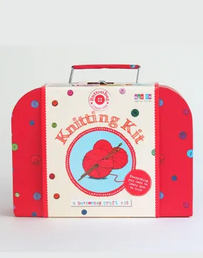 Children's Learn to Knit Suitcase Kit, Buttonbag