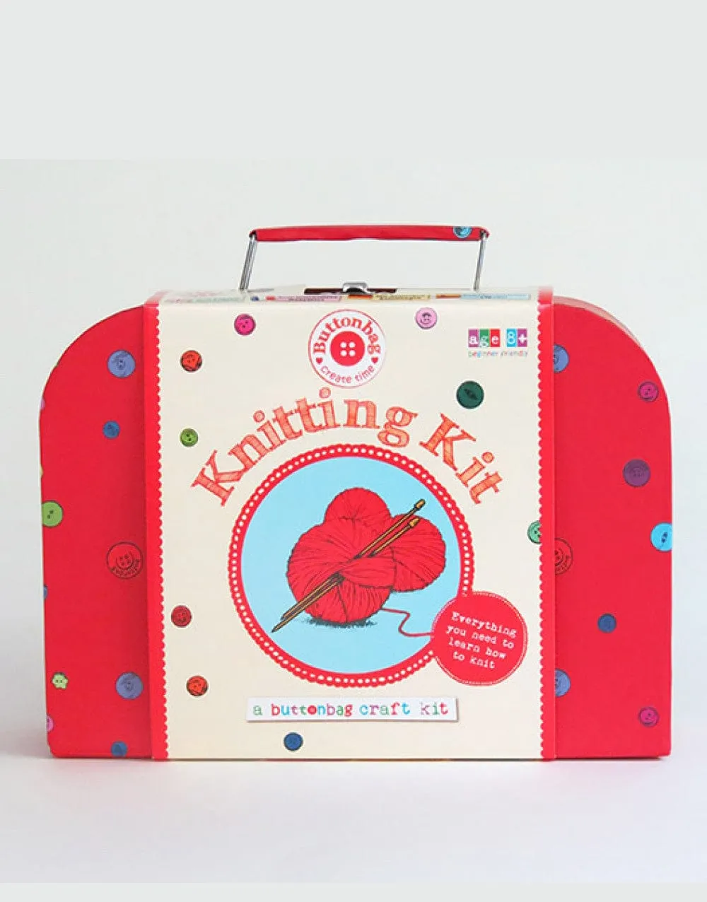 Children's Learn to Knit Suitcase Kit, Buttonbag