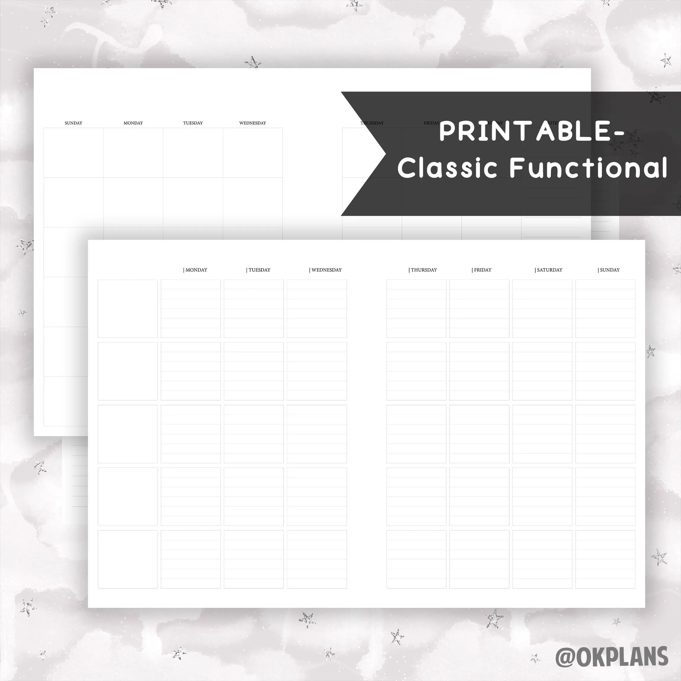 Classic Functional Planner // Digital Download // Writing Paper, Study Note Template, Lecture Notes Taking