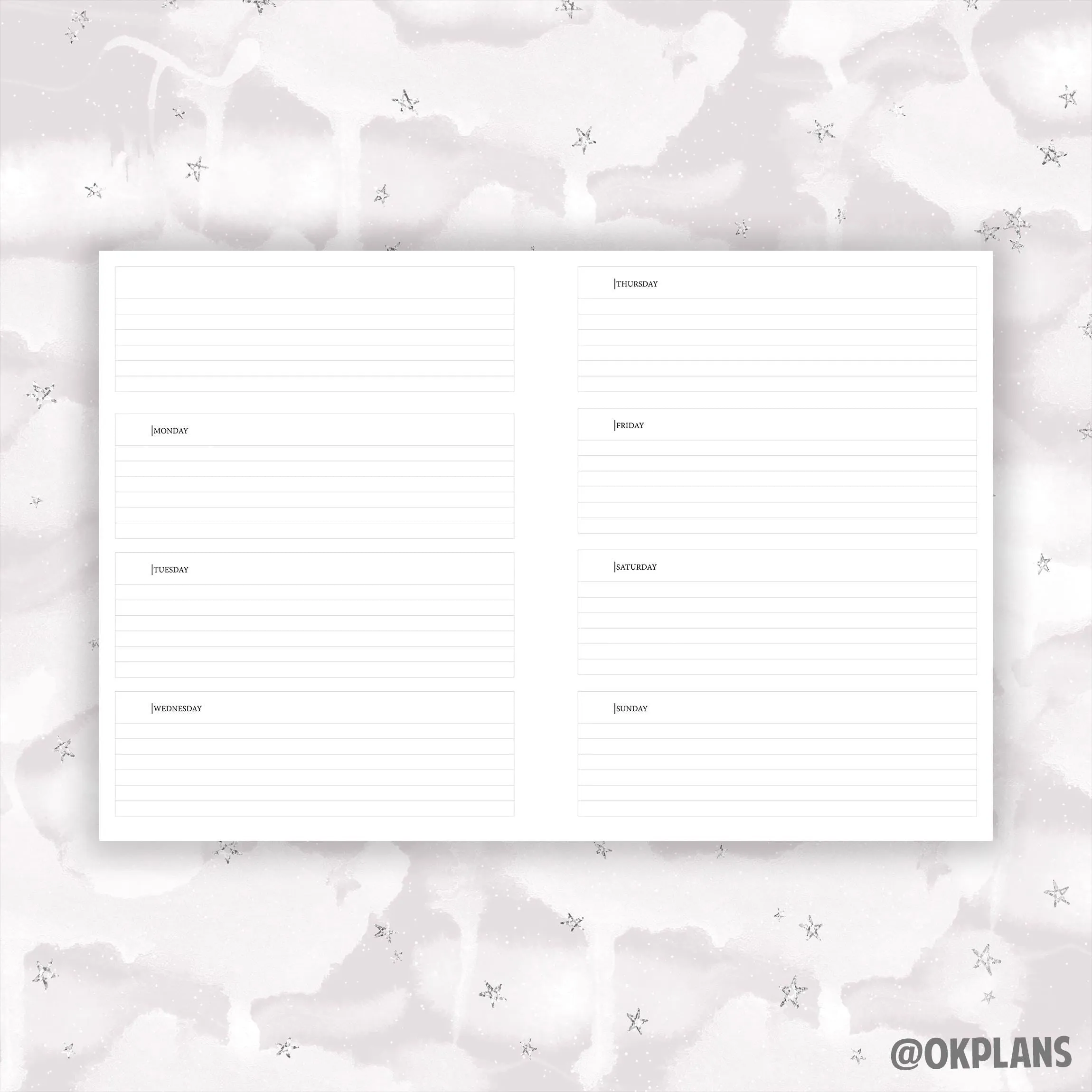 Classic Horizontal Planner // Digital Download // Writing Paper, Study Note Template, Lecture Notes Taking