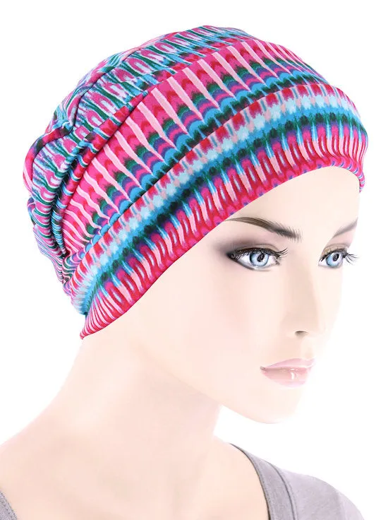 Cloche Cap Hot Pink Tie Dye Stripe