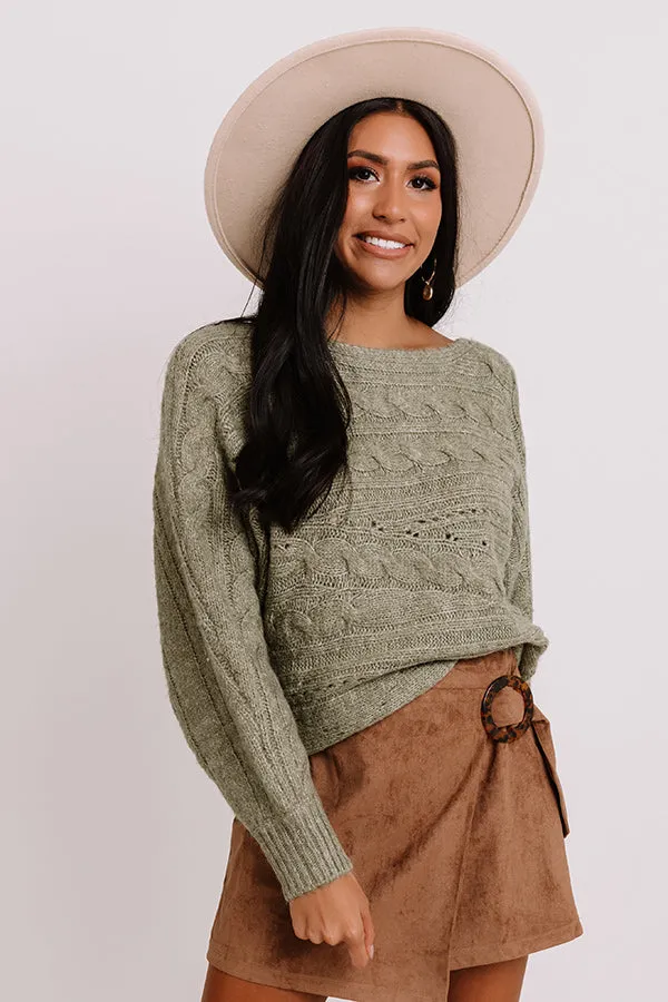 Code Word Cute Knit Sweater In Sage