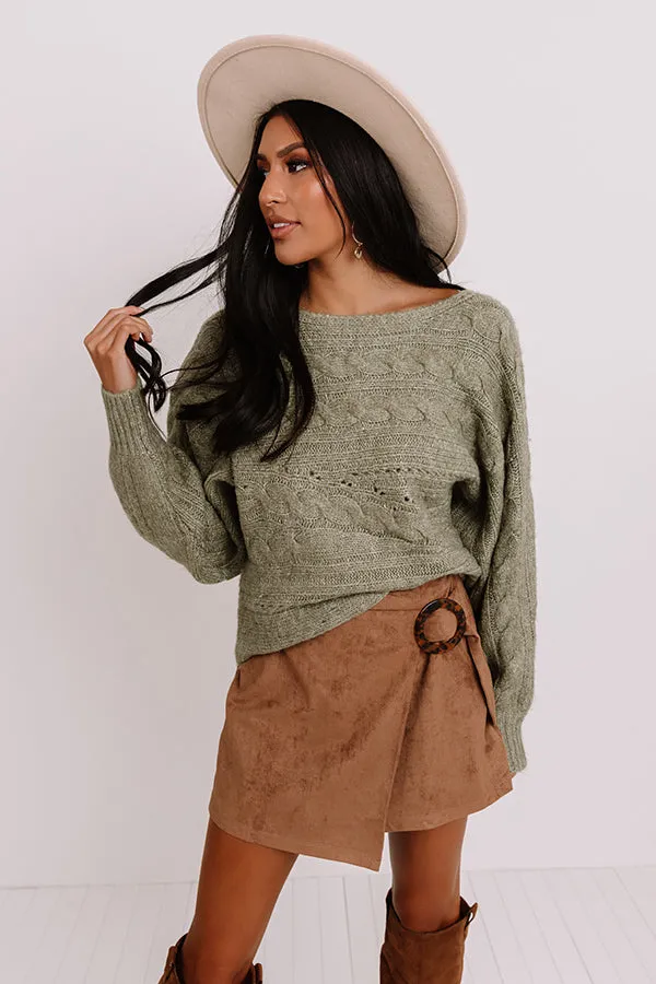 Code Word Cute Knit Sweater In Sage