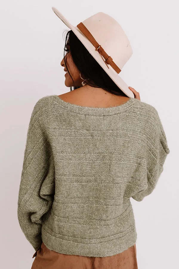 Code Word Cute Knit Sweater In Sage