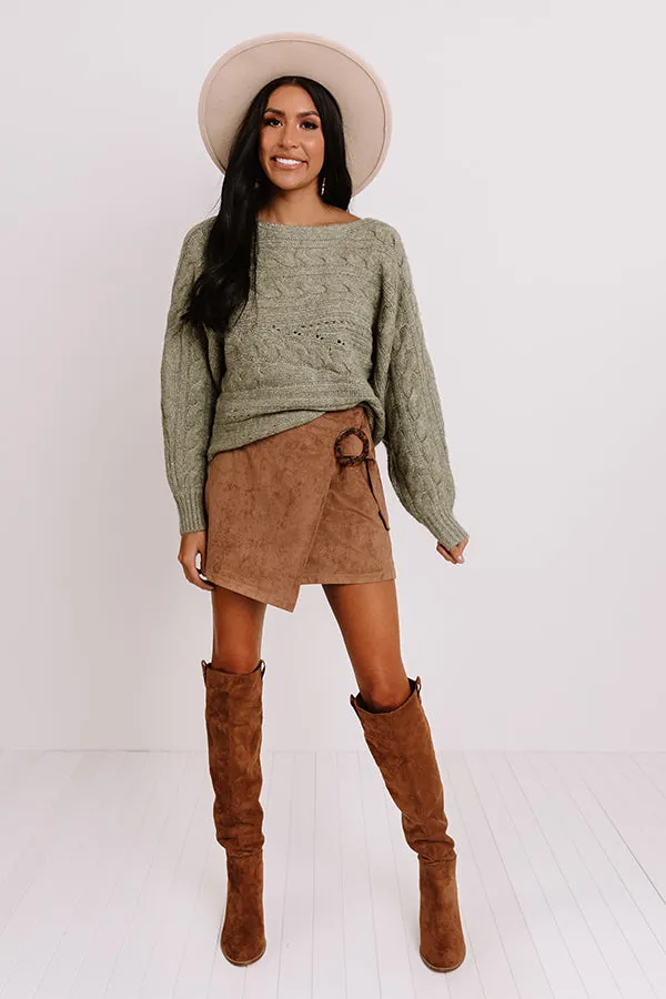 Code Word Cute Knit Sweater In Sage