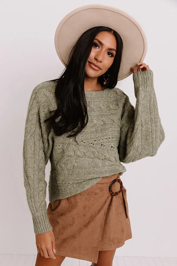 Code Word Cute Knit Sweater In Sage