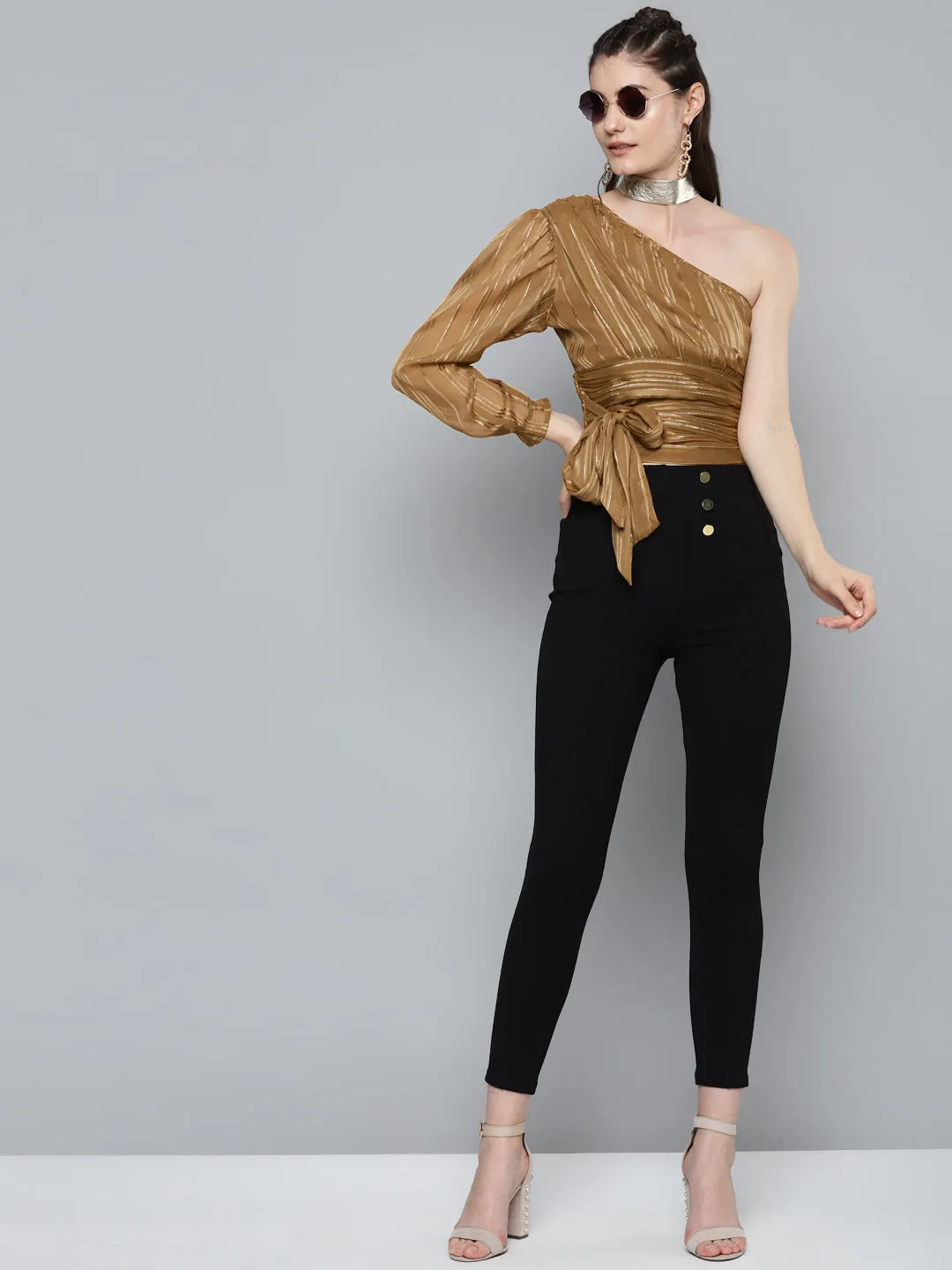 Copper One Shoulder Top