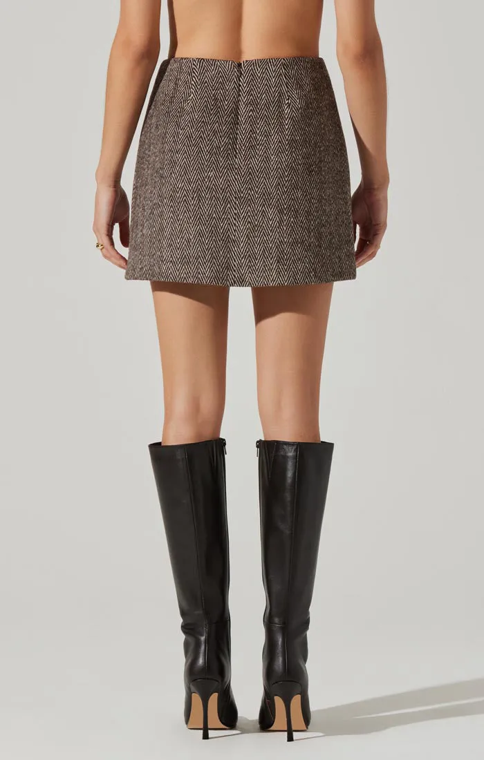 Covina Skirt Brown Herringbone