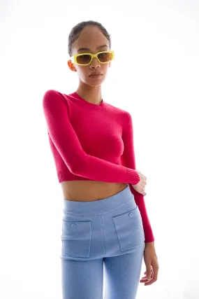 Crimson EcoMerino Long Sleeve Crop Crew