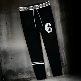 *CROOKS & CASTLES* (BLACK-GREY) ~CHAMP~ JOGGER SWEATPANTS FOR MEN