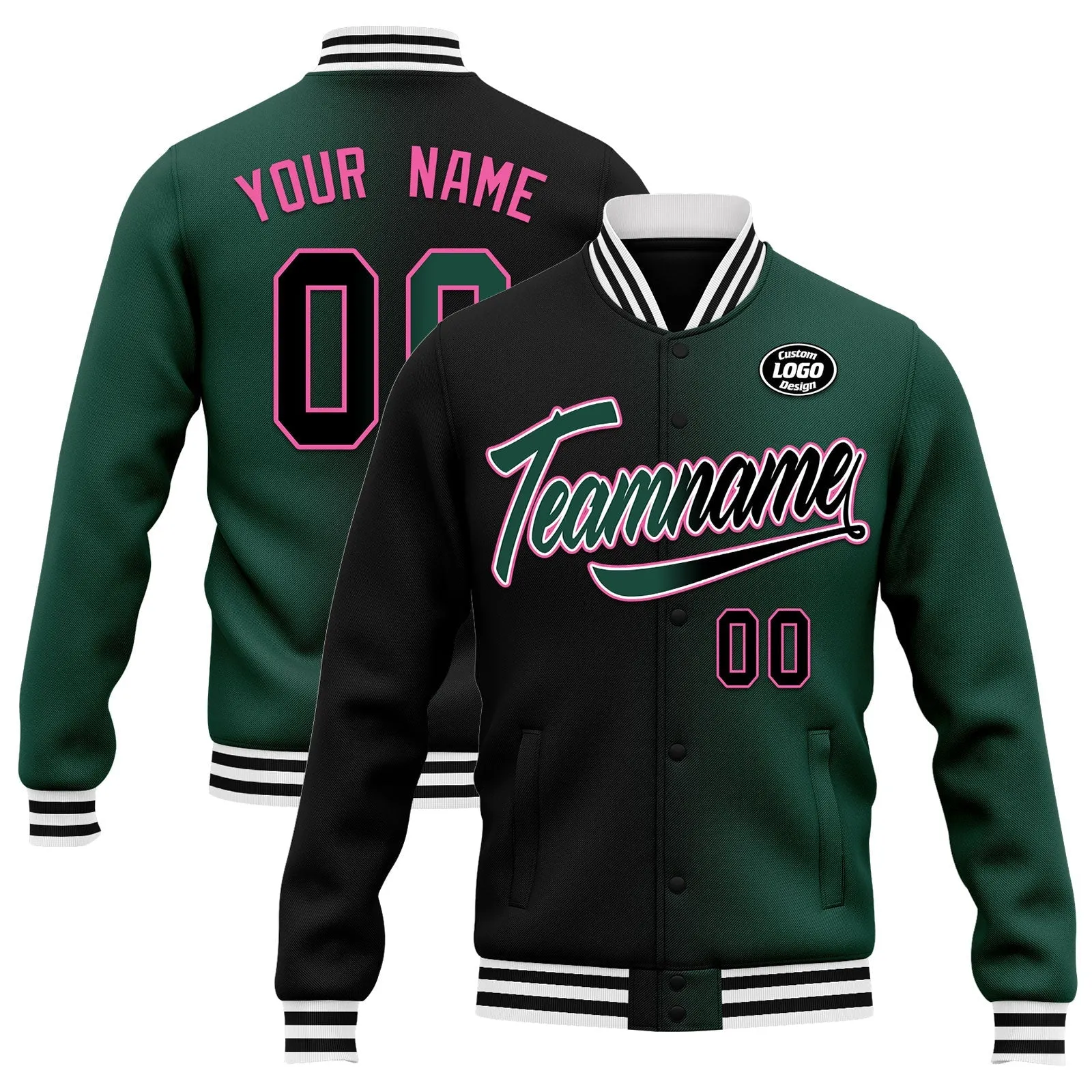 Custom Gradient Fashion Jacket Bomber Full-Snap Varsity Letterman Personalized Jacket FZ005-D028016-8