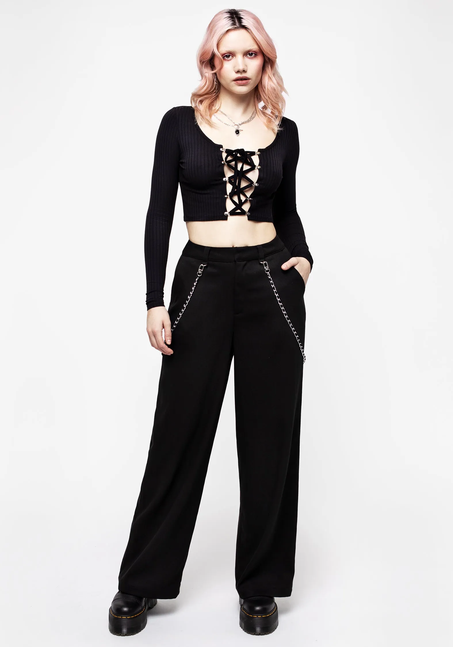 Daimonion Lace Up Crop Top