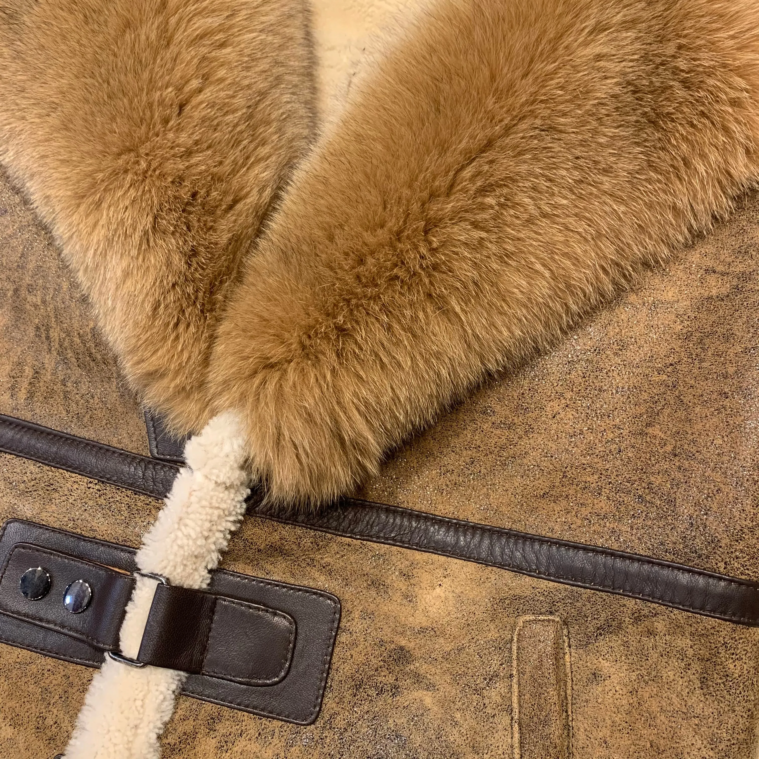 Daniels Leather Whiskey Fox 3/4 Shearling Jacket