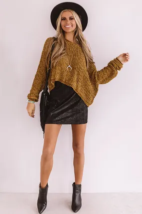 Denver Date Night Cropped Chenille Sweater in Mustard