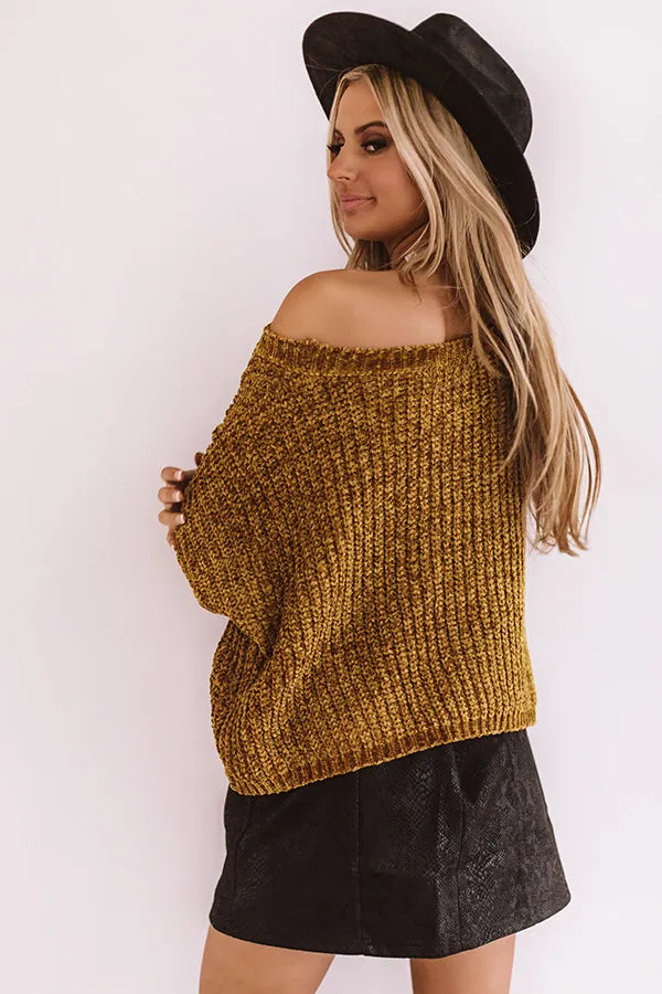 Denver Date Night Cropped Chenille Sweater in Mustard