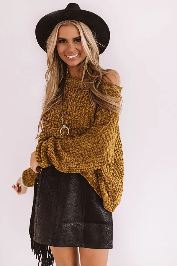 Denver Date Night Cropped Chenille Sweater in Mustard