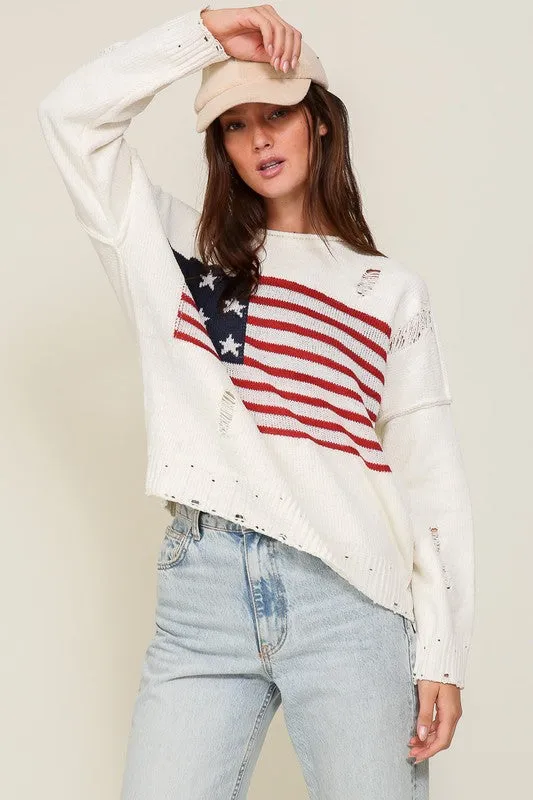 Distressed USA Logo Sweater