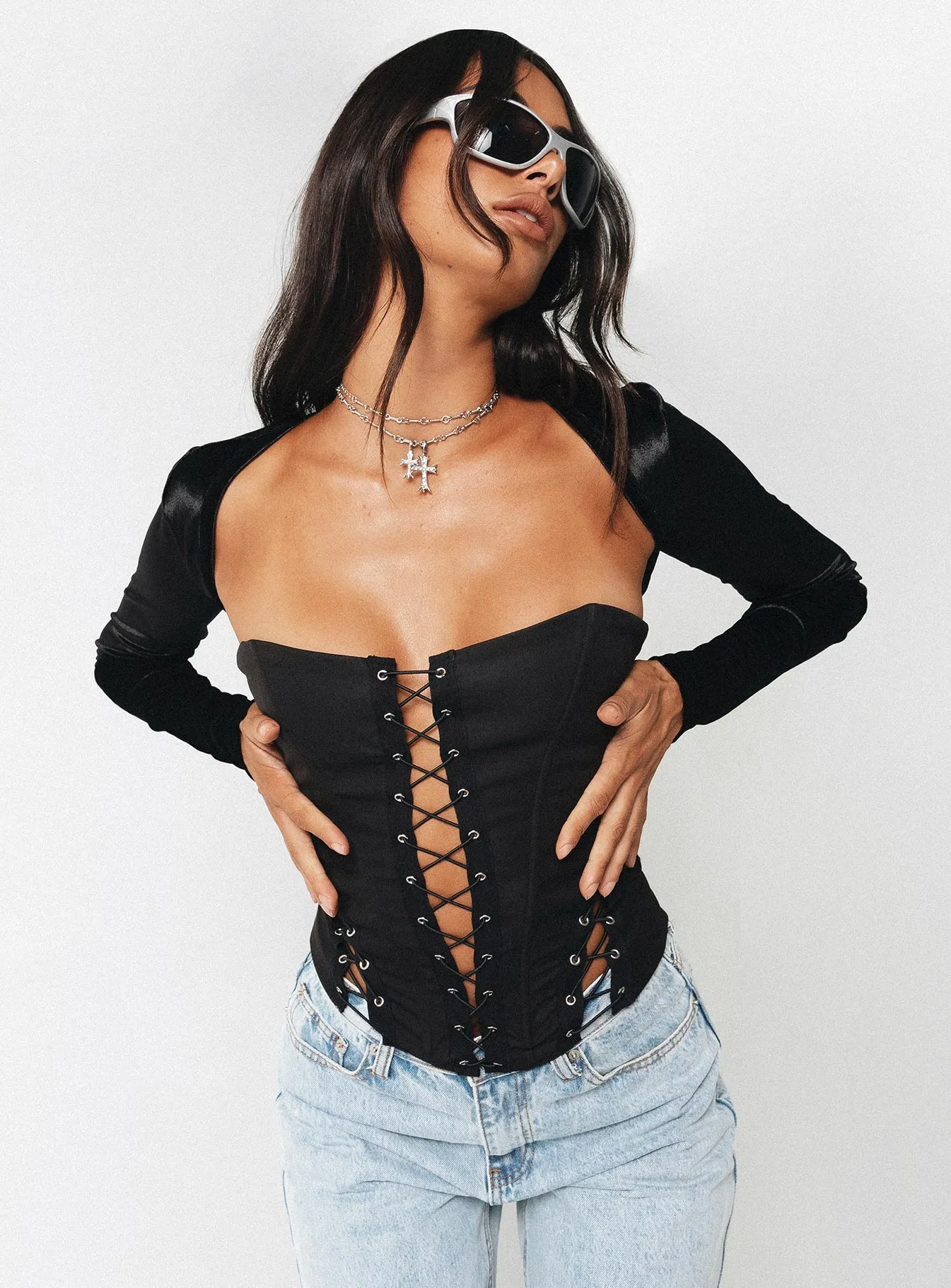 Doreene Velour Bolero Black