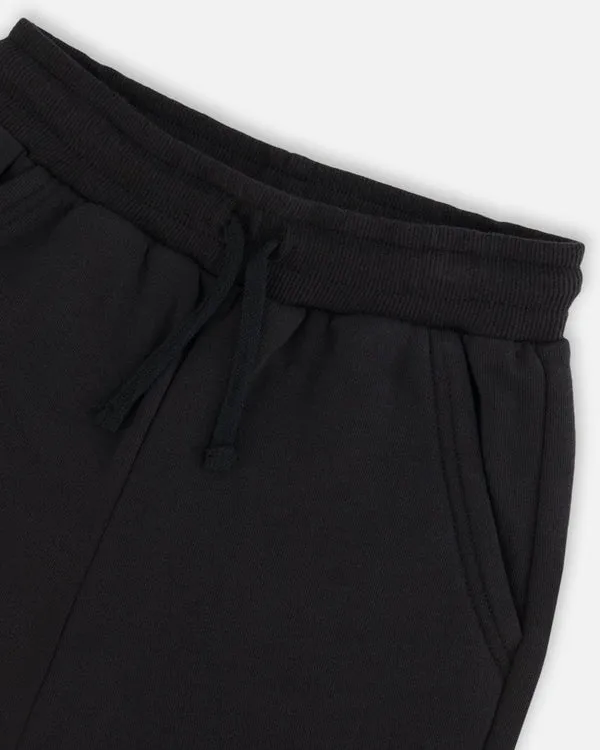 DPD Fleece Sweatpants with Cargo Pockets in Black