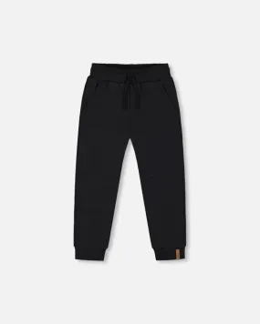 DPD Fleece Sweatpants with Cargo Pockets in Black