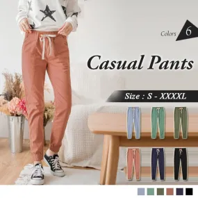 DRAWSTRING BELT WAIST CASUAL PANTS