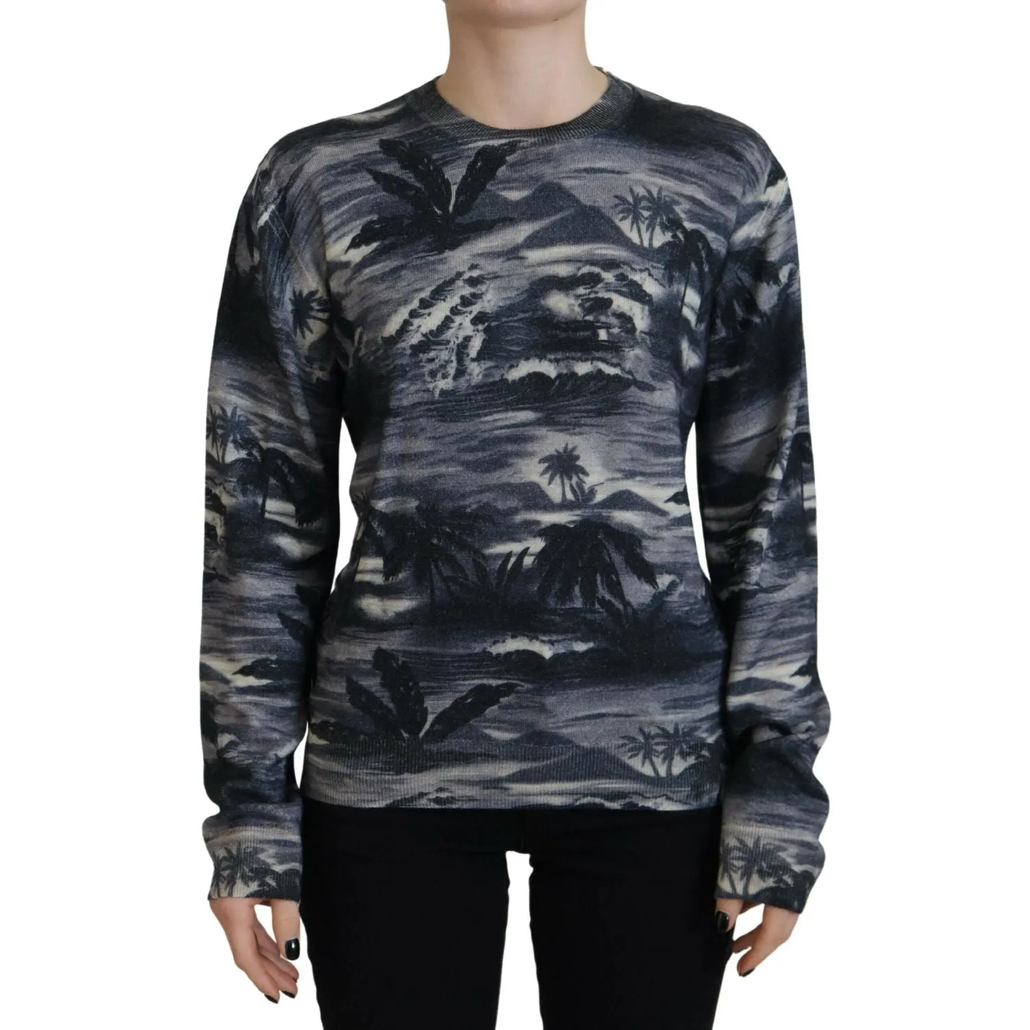 Dsquared² Black Long Sleeve Thunder Sky Print Casual Sweater